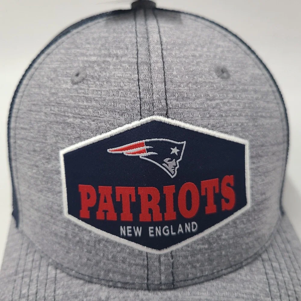 New England Patriots Hat Adjustable Trucker Mesh NFL Team Apparel Gray Blue Men